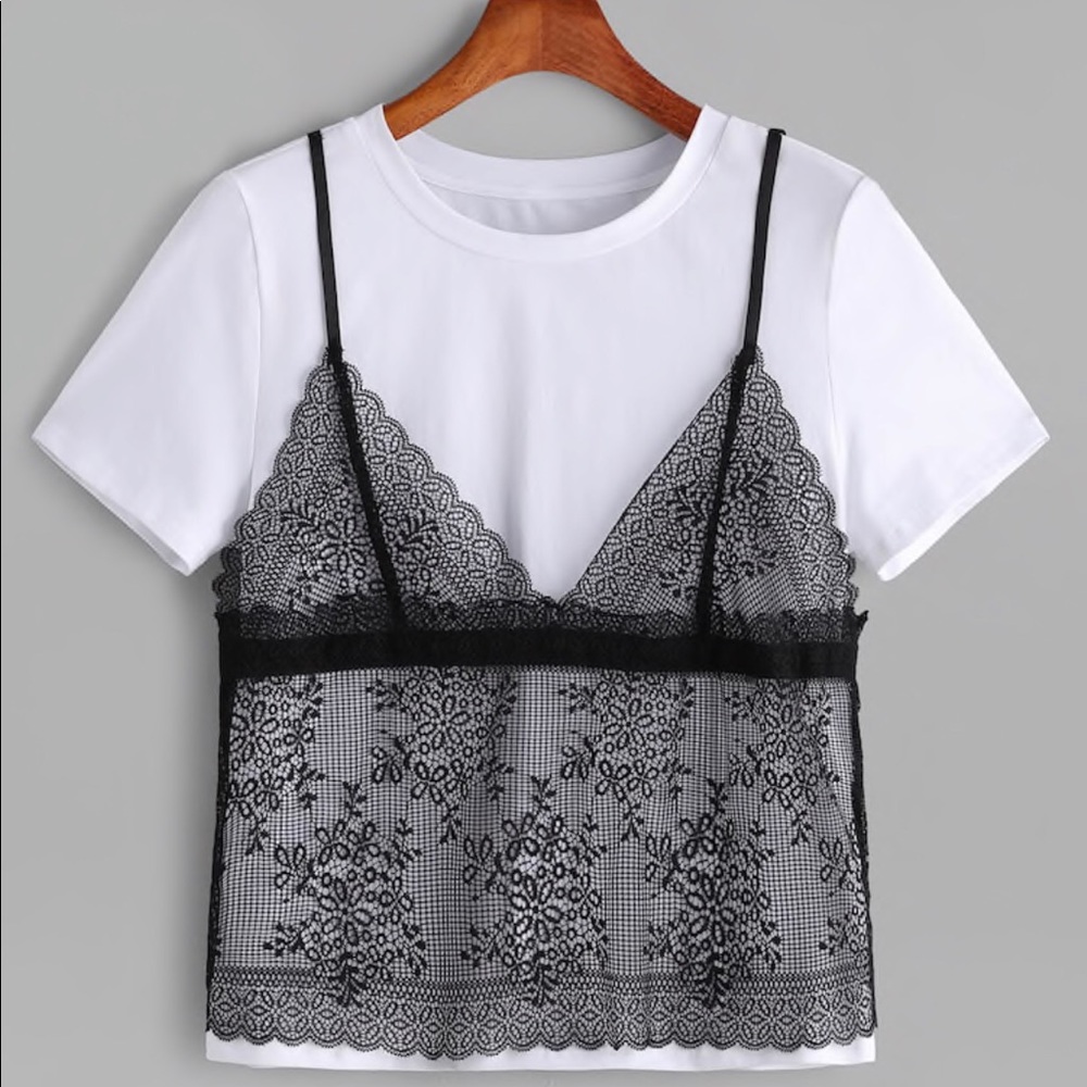 Black and white casual lingerie Attached top🦋
